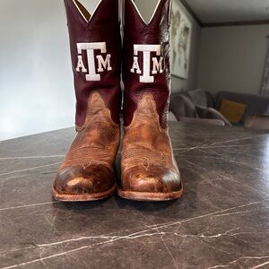 Nocona Maroon and Tan Cowboy Boots